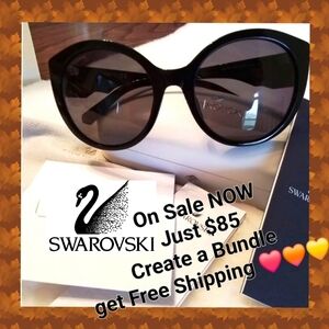 SALE Swarovski SK0174 Sunglasses Black w/ crystal embellishment NWT